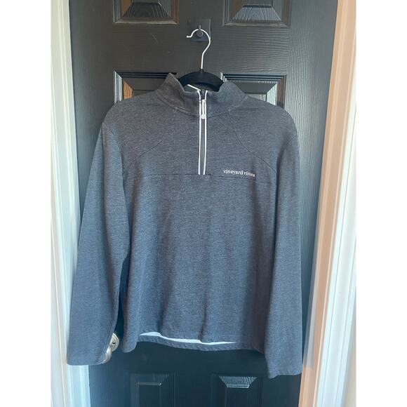 Vineyard Vines Men's Charcoal Quarter-Zip Pullover Sweater-Size S - Picture 1 of 8